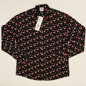 New Mumy Room Shirt Mens XXL Flamingos Long Sleeves Special Edition Cotton Black